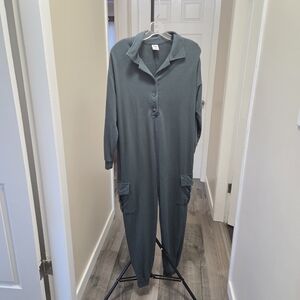 Smash + Tess Cotton And Rayon Blend Teal Jumpsuit